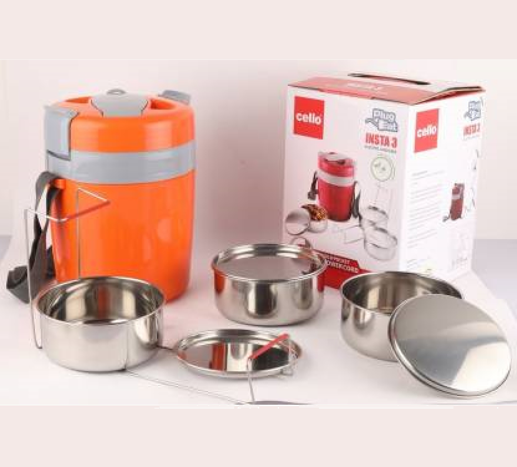 Cello INSTA-3 Electric Tiffin -Orange