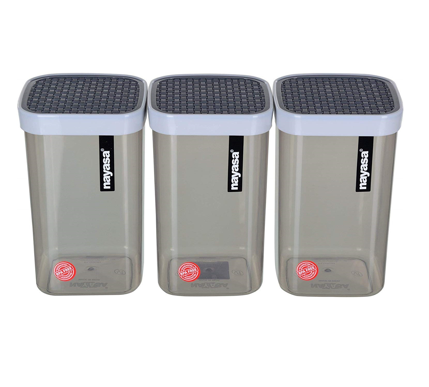 NAYASA Fusion Plastic Container 1.5 Lt Set of 3 (Grey)