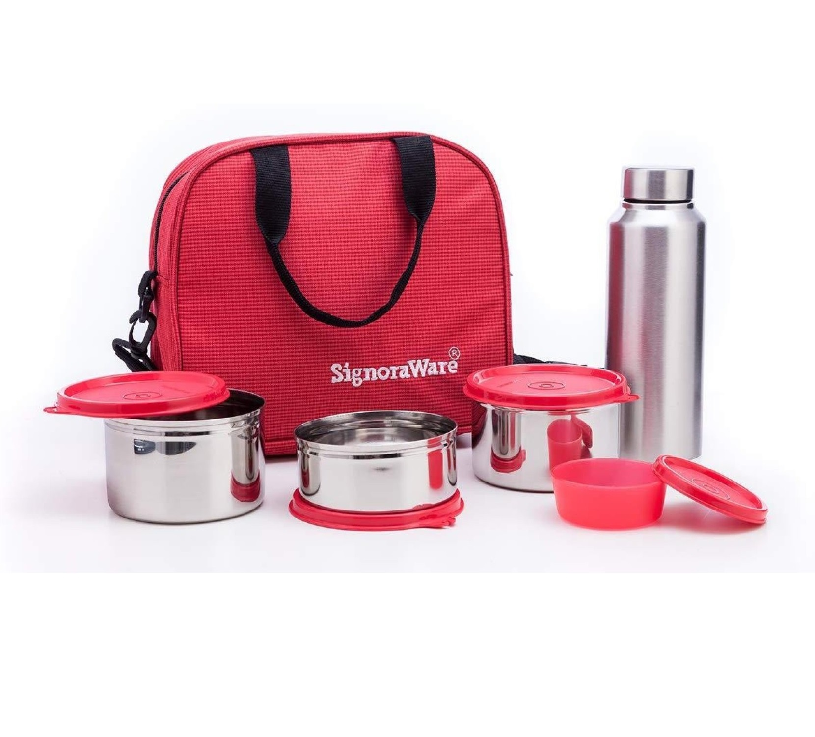 Signoraware Sling Bag Lunch Box 4 Containers & Water Bottle