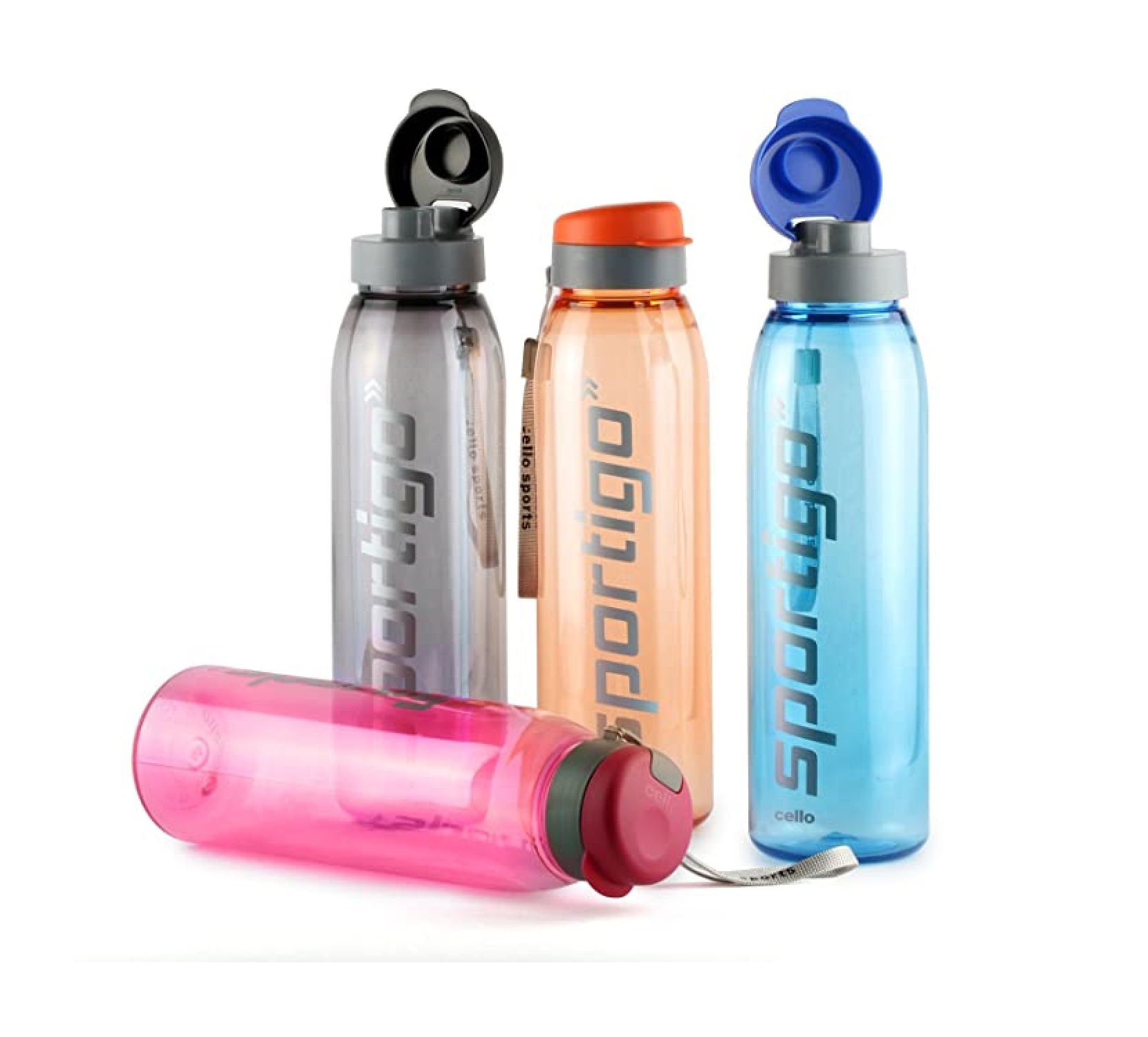Cello Sportigo Plastic Water Bottle (1L, Set of 4)
